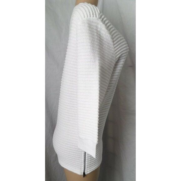 ANN TAYLOR WHITE TEXTURED CAREER CASUAL PREPPY CLASSIC SWEATSHIRT SIZE: L NWT - Picture 4 of 5